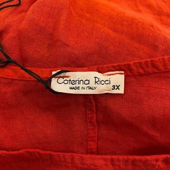 NEW Caterina Ricci 100% Linen Red Lagenlook Dress 3X - Picture 9 of 9